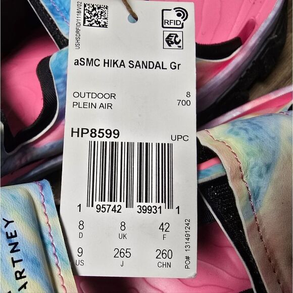 🆕️ Adidas Stella McCartney Hika Outdoor Sandal Bliss Pink Frozen Yellow Tie Dye - Picture 14 of 14